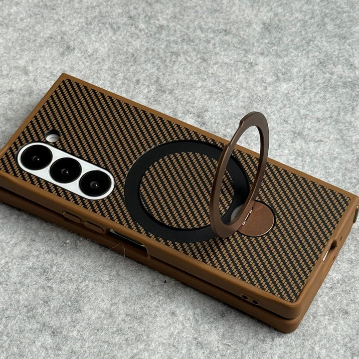FRATO Fold 6 Collection Samsung Galaxy Z fold 6 Premium Carbon Fiber Texture MagSafe Magnetic Stand Case Cover