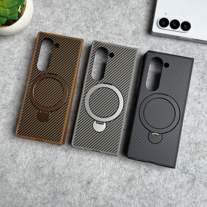 FRATO Fold 6 Collection Samsung Galaxy Z fold 6 Premium Carbon Fiber Texture MagSafe Magnetic Stand Case Cover