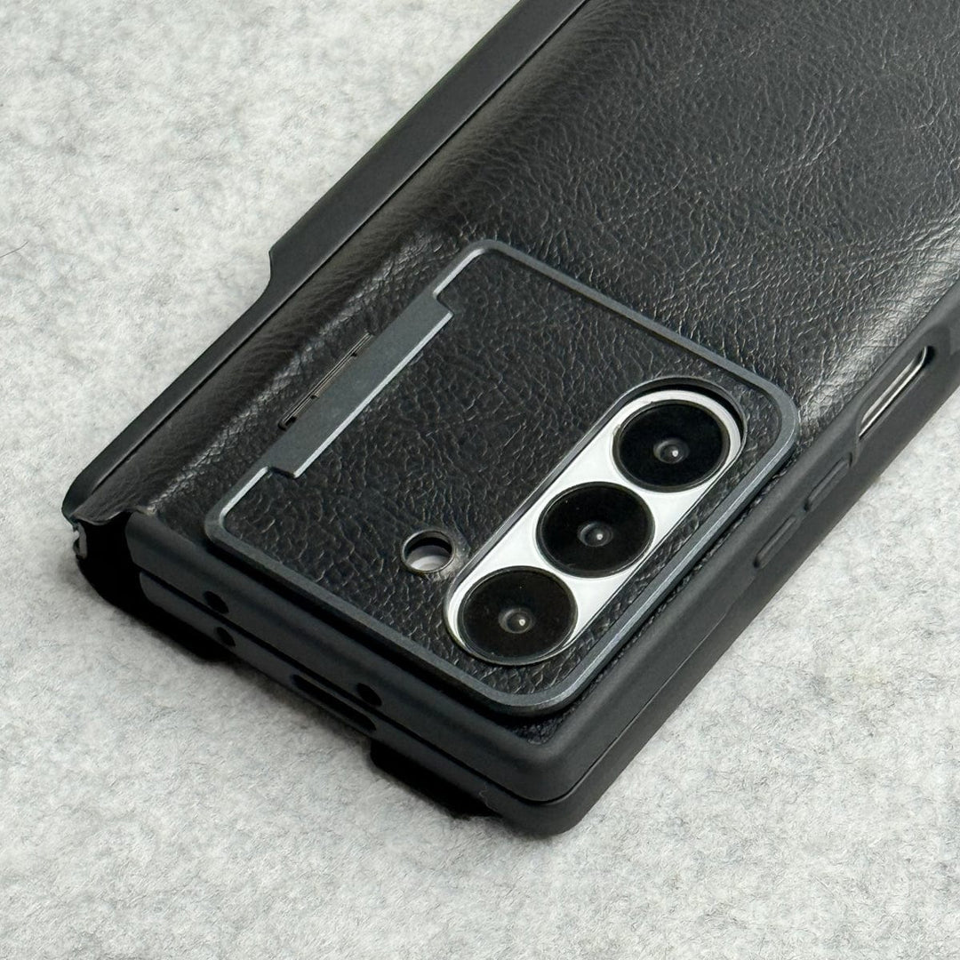 FRATO Fold 6 Collection Samsung Galaxy Z Fold 6 Premium Leather Textured Flip Case with Metal Kick Stand Cover