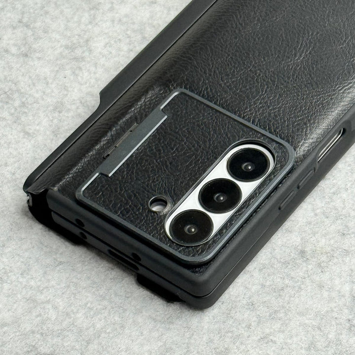 FRATO Fold 6 Collection Samsung Galaxy Z Fold 6 Premium Leather Textured Flip Case with Metal Kick Stand Cover