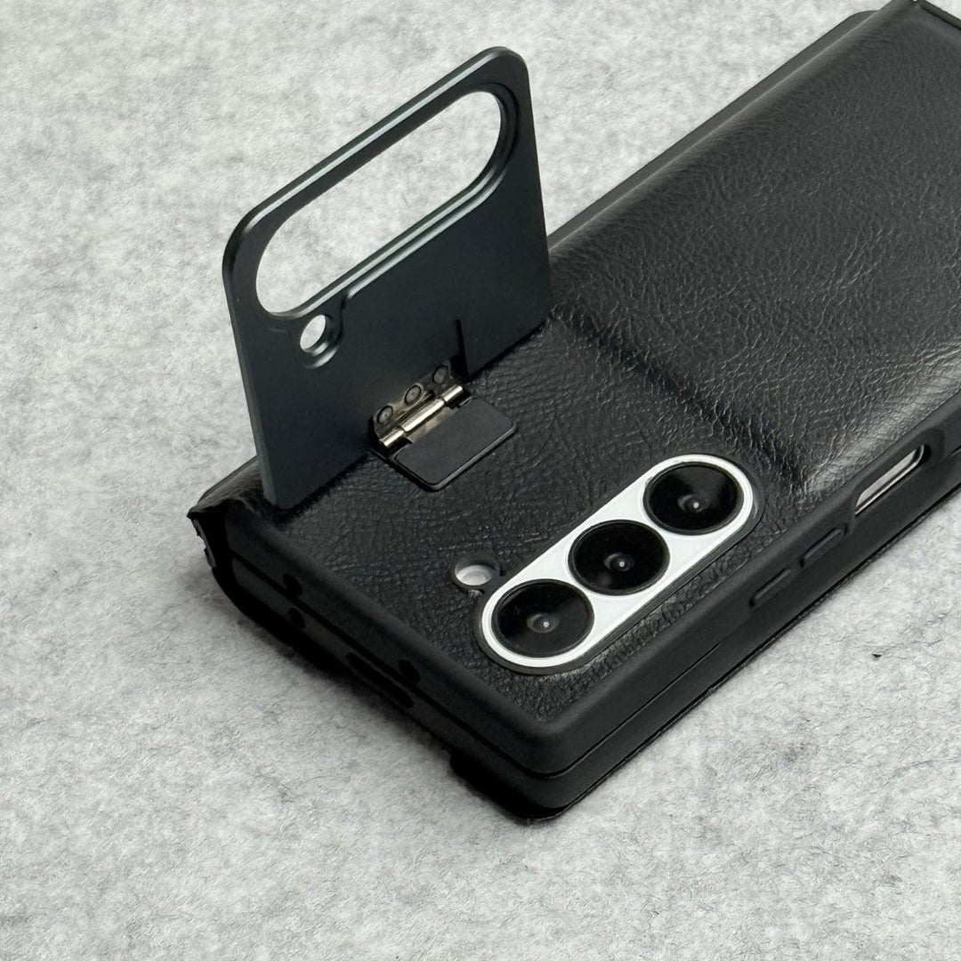 FRATO Fold 6 Collection Samsung Galaxy Z Fold 6 Premium Leather Textured Flip Case with Metal Kick Stand Cover