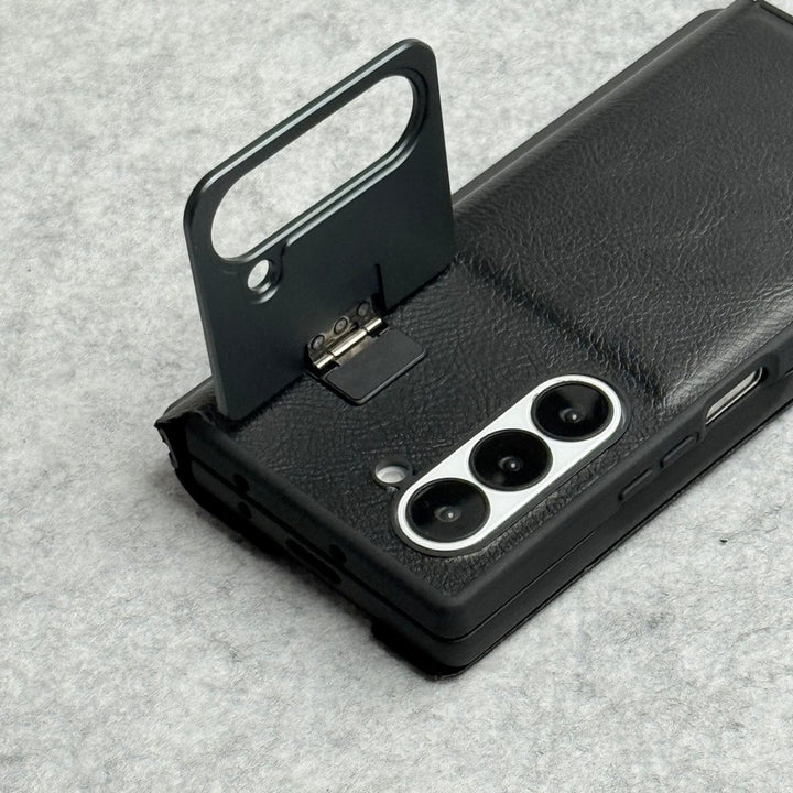 FRATO Fold 6 Collection Samsung Galaxy Z Fold 6 Premium Leather Textured Flip Case with Metal Kick Stand Cover