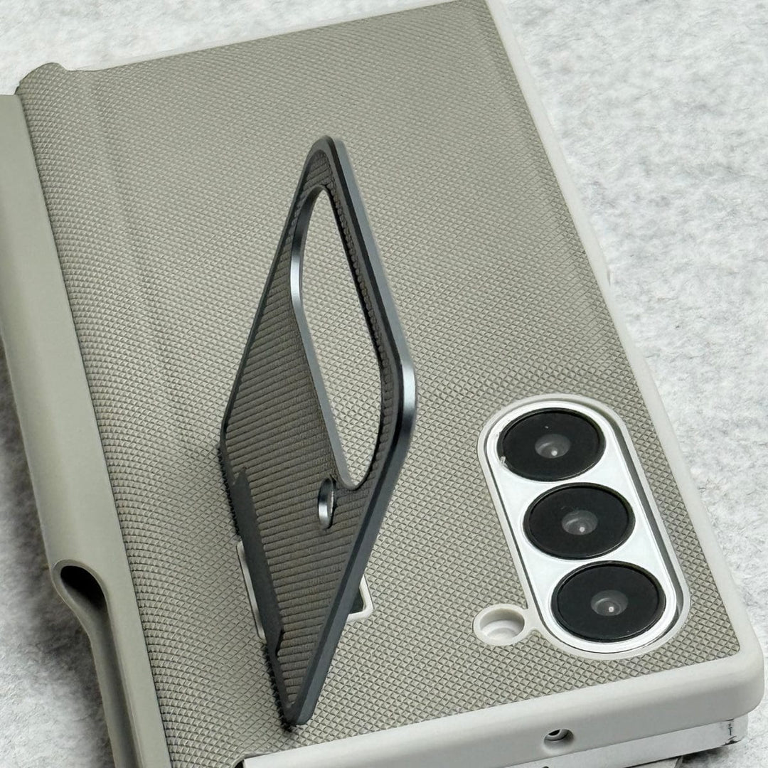 FRATO Fold 6 Collection Samsung Galaxy Z Fold 6 Premium Leather Textured Flip Case with Metal Kick Stand Cover