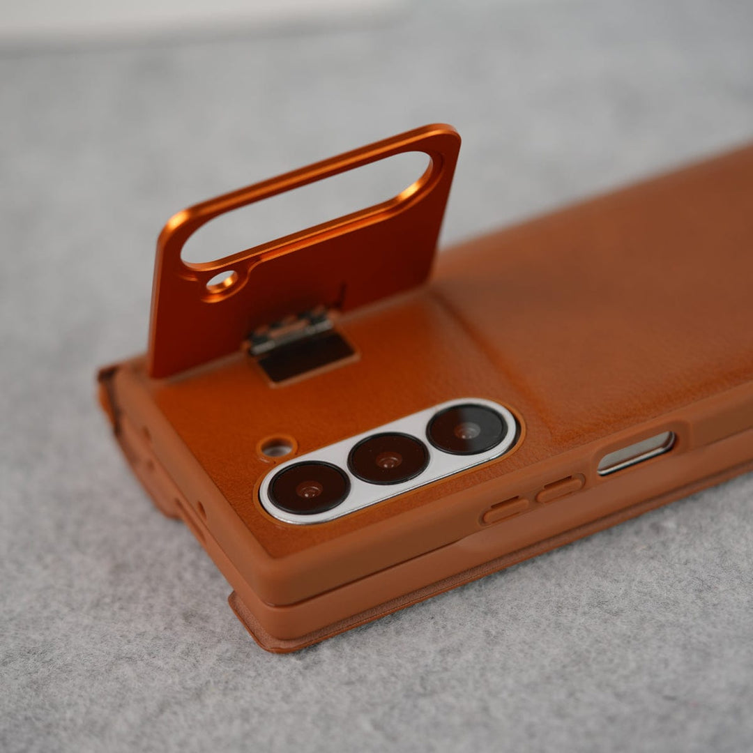FRATO Fold 6 Collection Samsung Galaxy Z Fold 6 Premium Leather Textured Flip Case with Metal Kick Stand Cover