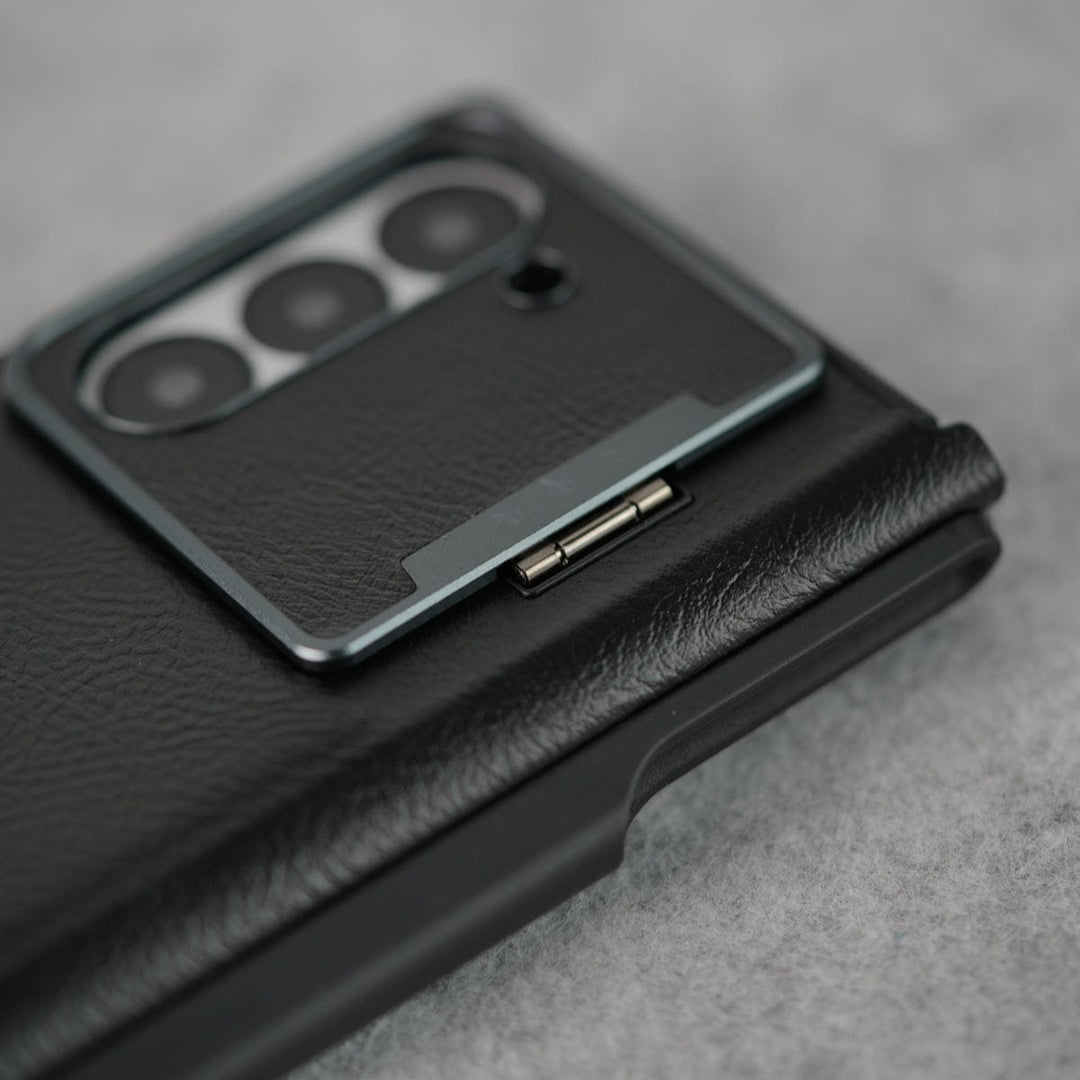 FRATO Fold 6 Collection Samsung Galaxy Z Fold 6 Premium Leather Textured Flip Case with Metal Kick Stand Cover