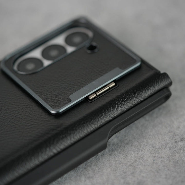 FRATO Fold 6 Collection Samsung Galaxy Z Fold 6 Premium Leather Textured Flip Case with Metal Kick Stand Cover
