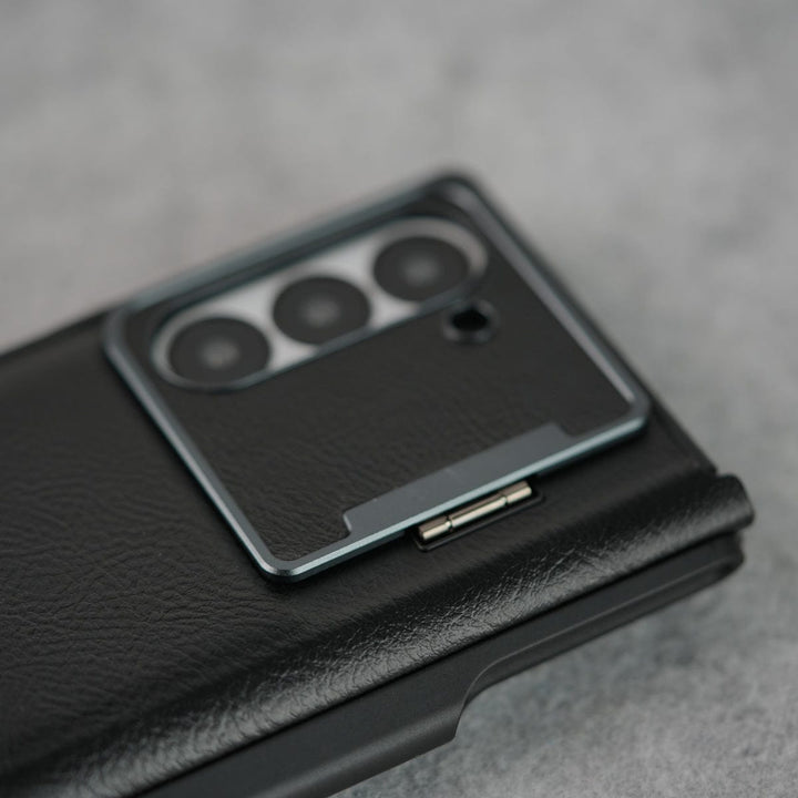 FRATO Fold 6 Collection Samsung Galaxy Z Fold 6 Premium Leather Textured Flip Case with Metal Kick Stand Cover