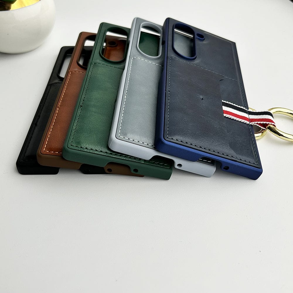 FRATO Fold 6 Collection Samsung Galaxy Z Fold 6 PU Leather Card Holder Loop Front Screen Protector Case Cover