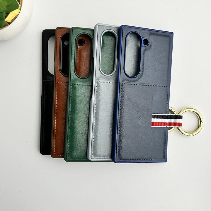 FRATO Fold 6 Collection Samsung Galaxy Z Fold 6 PU Leather Card Holder Loop Front Screen Protector Case Cover