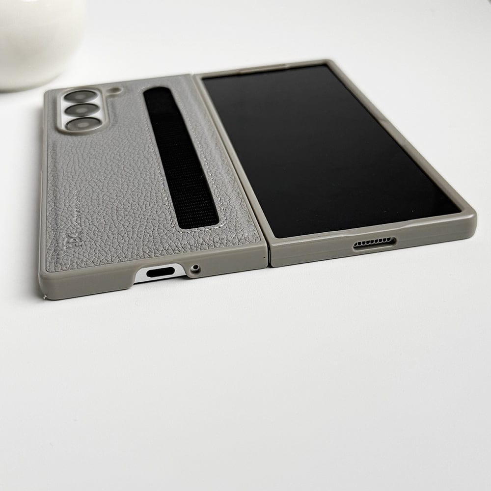 FRATO Fold 6 Collection Samsung Galaxy Z Fold 6 PU Leather Case Cover With S Pen Slot (Grey)