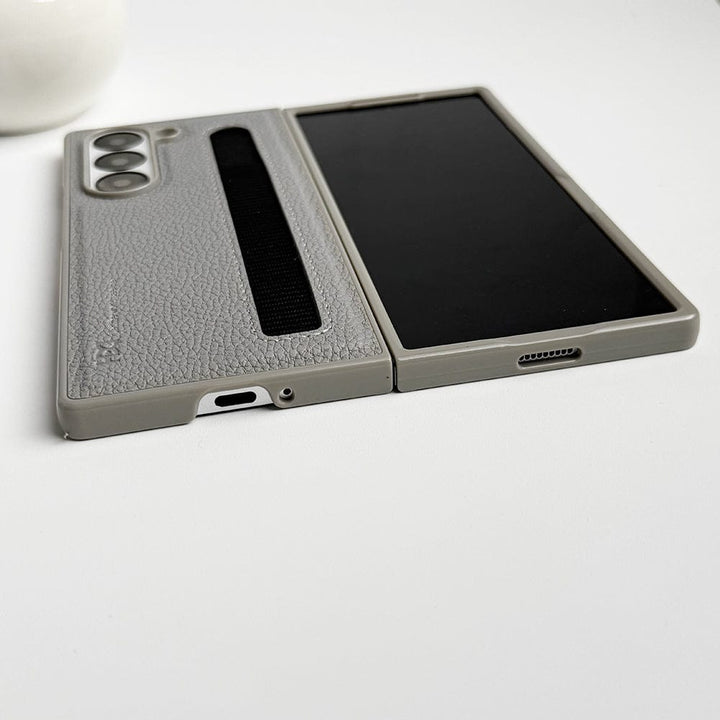 FRATO Fold 6 Collection Samsung Galaxy Z Fold 6 PU Leather Case Cover With S Pen Slot (Grey)