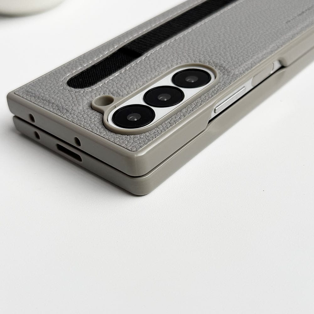 FRATO Fold 6 Collection Samsung Galaxy Z Fold 6 PU Leather Case Cover With S Pen Slot (Grey)