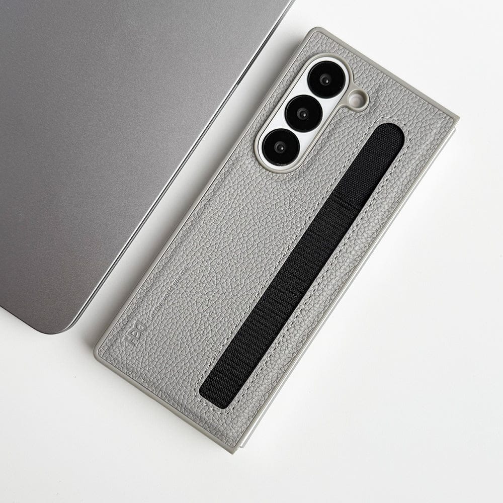 FRATO Fold 6 Collection Samsung Galaxy Z Fold 6 PU Leather Case Cover With S Pen Slot (Grey)