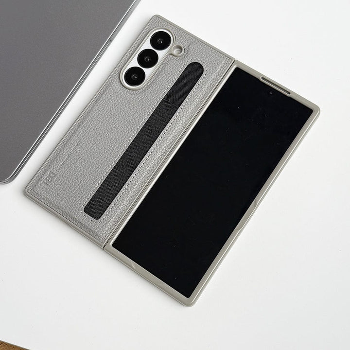 FRATO Fold 6 Collection Samsung Galaxy Z Fold 6 PU Leather Case Cover With S Pen Slot (Grey)