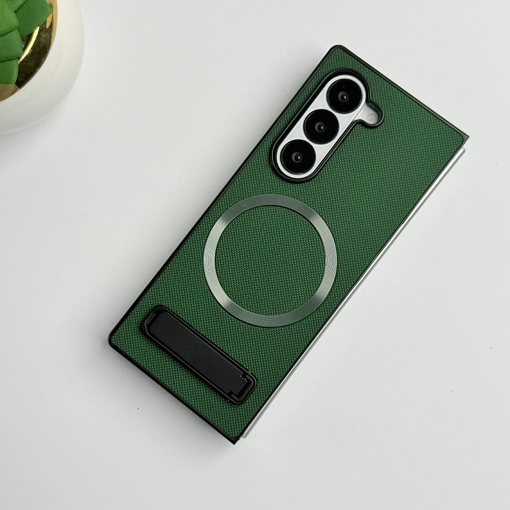 FRATO Fold 6 Collection Samsung Galaxy Z Fold 6 PU Leather MS Ring Kick Stand Cover