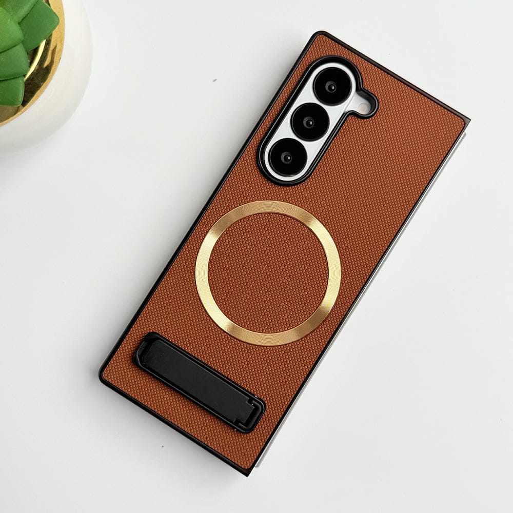 FRATO Fold 6 Collection Samsung Galaxy Z Fold 6 PU Leather MS Ring Kick Stand Cover