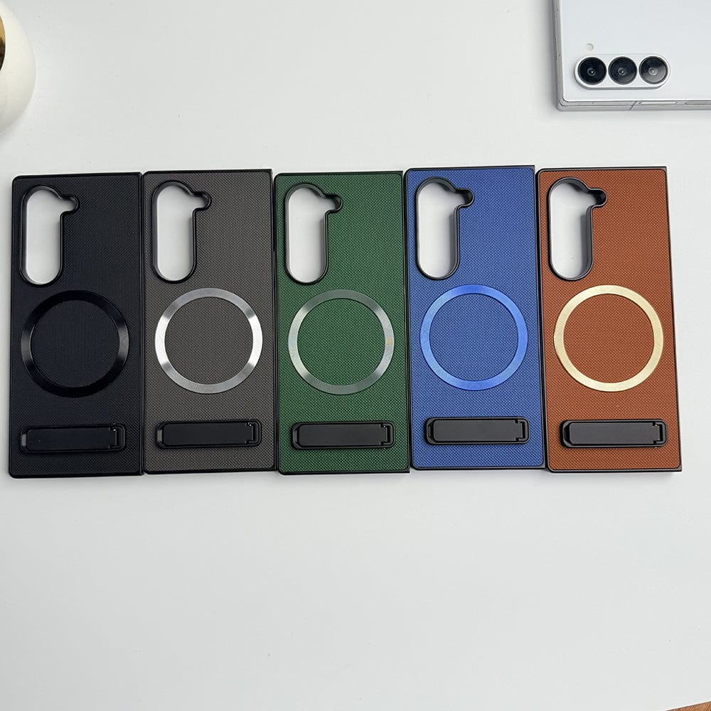 FRATO Fold 6 Collection Samsung Galaxy Z Fold 6 PU Leather MS Ring Kick Stand Cover