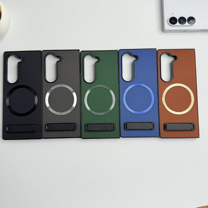 FRATO Fold 6 Collection Samsung Galaxy Z Fold 6 PU Leather MS Ring Kick Stand Cover