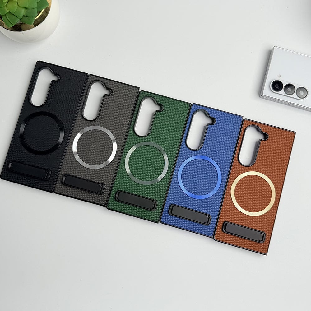 FRATO Fold 6 Collection Samsung Galaxy Z Fold 6 PU Leather MS Ring Kick Stand Cover