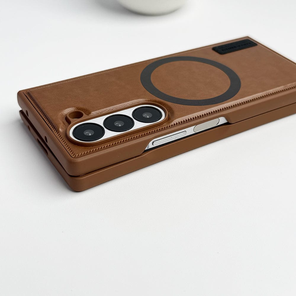 FRATO Fold 6 Collection Samsung Galaxy Z fold 6 PU Leather Strong Magnetic MagSafe Ring Cover