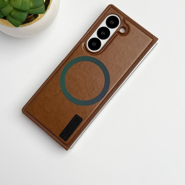 FRATO Fold 6 Collection Samsung Galaxy Z fold 6 PU Leather Strong Magnetic MagSafe Ring Cover