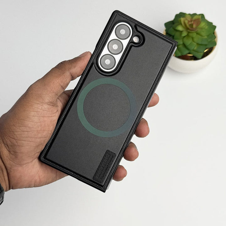 FRATO Fold 6 Collection Samsung Galaxy Z fold 6 PU Leather Strong Magnetic MagSafe Ring Cover