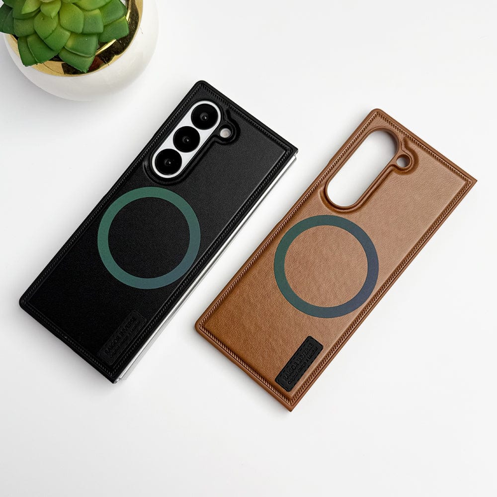 FRATO Fold 6 Collection Samsung Galaxy Z fold 6 PU Leather Strong Magnetic MagSafe Ring Cover