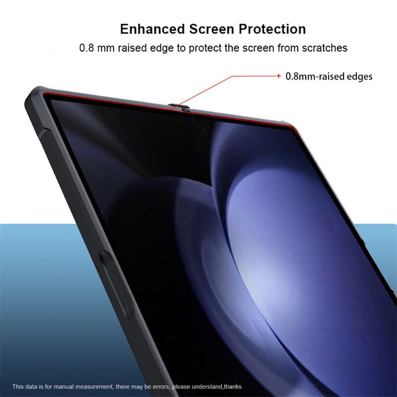 FRATO Fold 6 Collection Samsung Galaxy Z Fold 6 Shockproof Airbags Bumper Transparent Back Front Screen Protector Case Cover(Black)