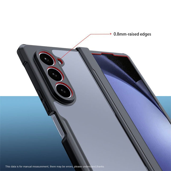 FRATO Fold 6 Collection Samsung Galaxy Z Fold 6 Shockproof Airbags Bumper Transparent Back Front Screen Protector Case Cover(Black)