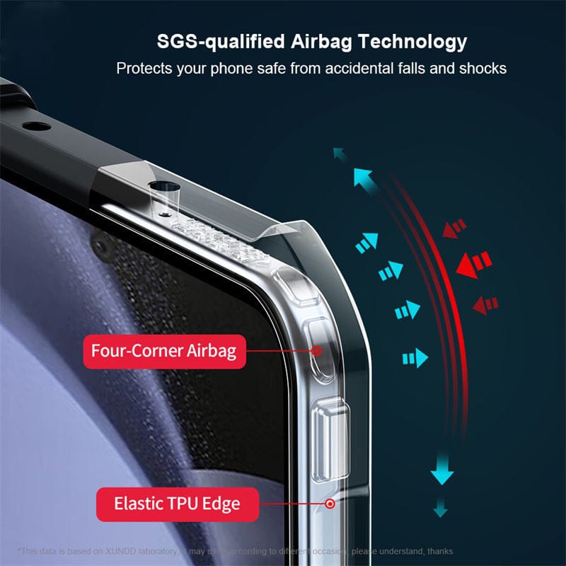 FRATO Fold 6 Collection Samsung Galaxy Z Fold 6 Shockproof Airbags Bumper Transparent Back Front Screen Protector Case Cover(Black)