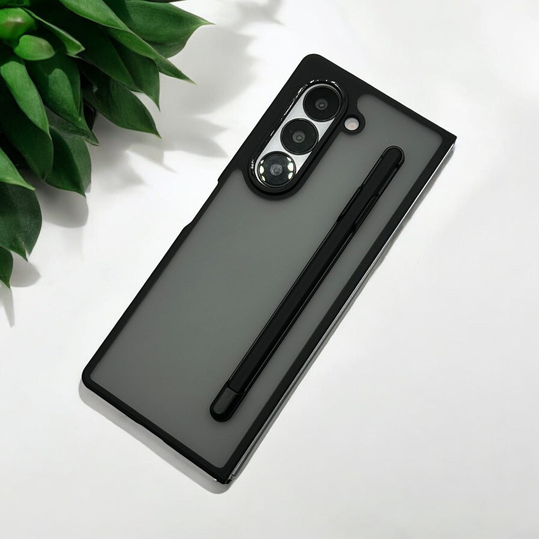 FRATO Fold 6 Collection Samsung Galaxy Z Fold 6 Smoke Transparent Case With S-Pen Holder