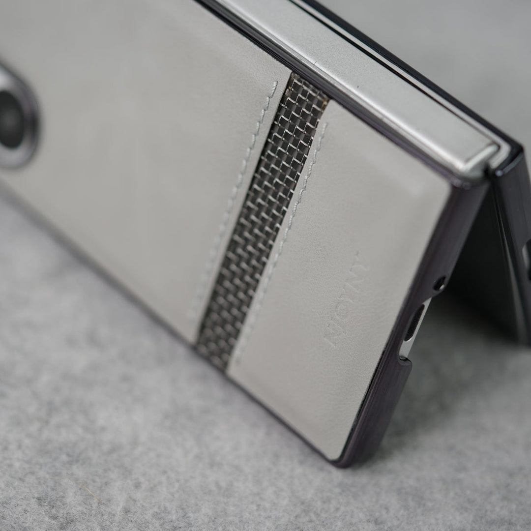 FRATO Fold 6 Collection Samsung Galaxy Z Fold 6 Stripe PU Leather Side Chrome Case With Front Glass