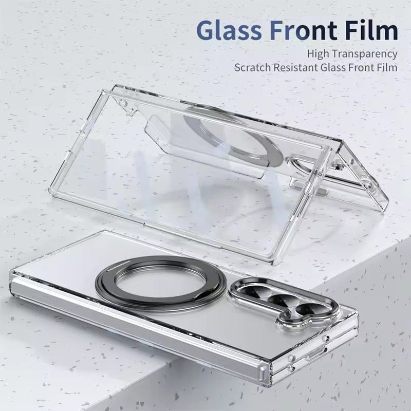 FRATO Fold 6 Collection Samsung Galaxy Z Fold 6 Transparent 360°Rotating Magnetic Holder Case Cover