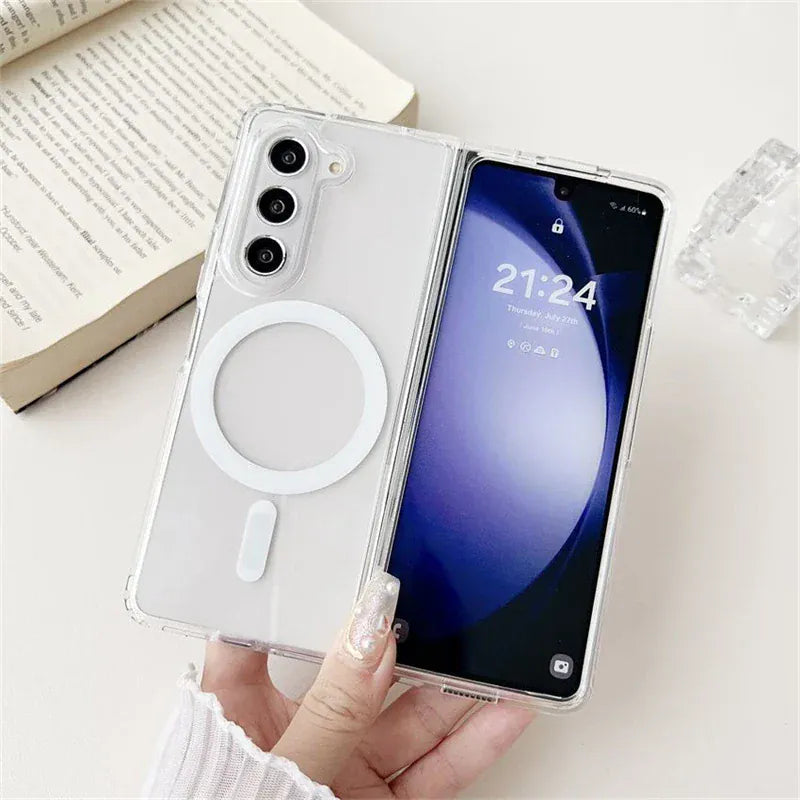 FRATO Fold 6 Collection Samsung Galaxy Z Fold 6 Transparent Case With Magnetic Charging Ring