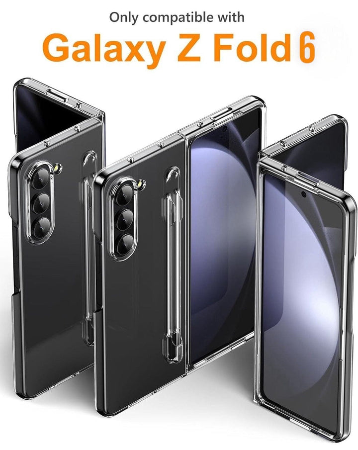 FRATO Fold 6 Collection Samsung Galaxy Z Fold 6 Transparent Cristal Hard Shell Cover Case With S-Pent Slot