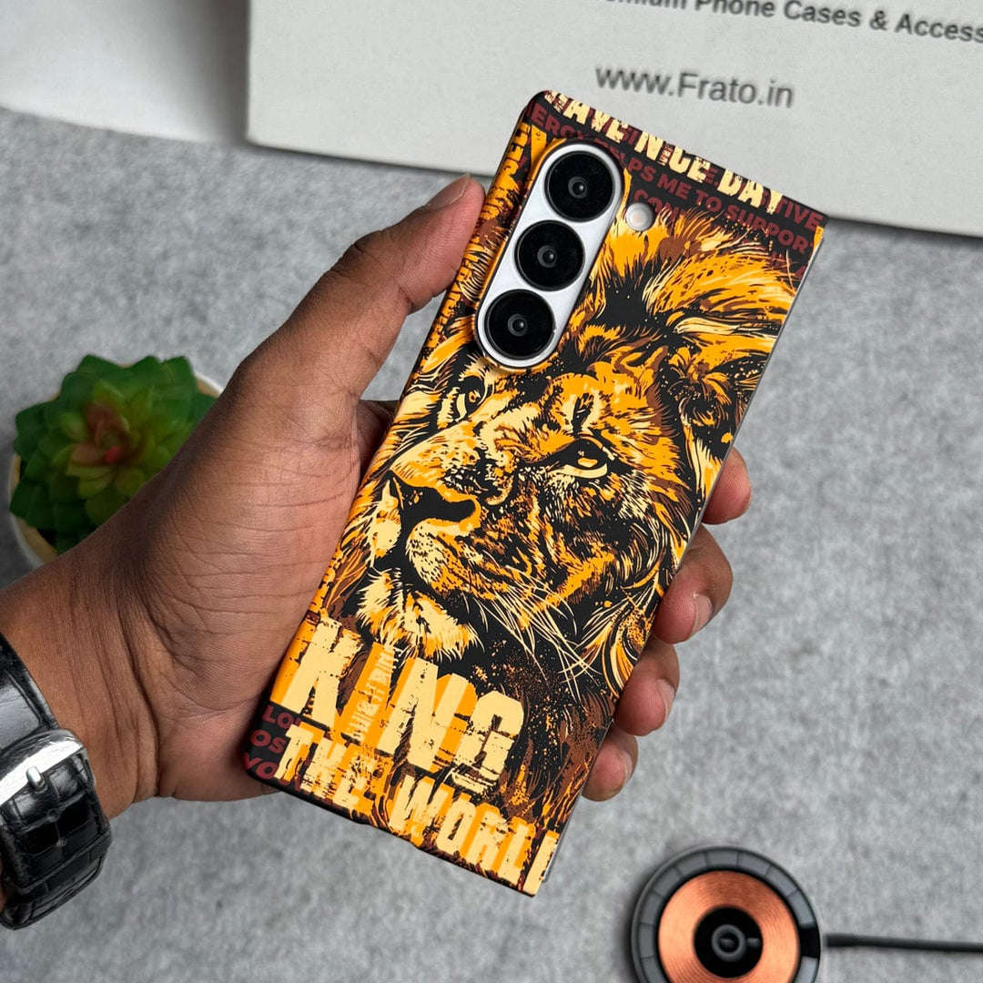 FRATO Fold 6 Collection Samsung Galaxy Z Fold Series Carbon Fiber Texture Tiger Lion Design Hard Pc MagSafe Case Cover