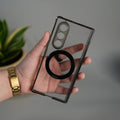 Galaxy Z Fold 7 Transparent Case with Ring Stand | Clear Shockproof Cover