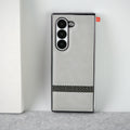 Samsung Galaxy Z Fold 6 Stripe PU Leather Side Chrome Case With Front Glass