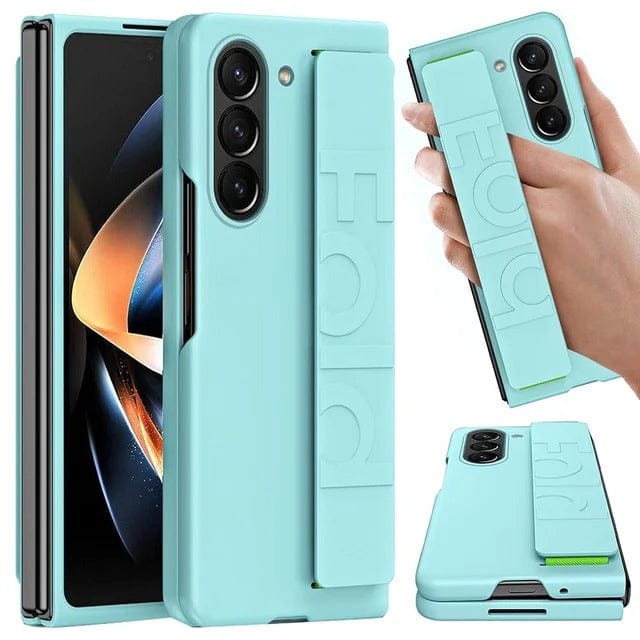 FRATO Fold 6 Collection Turquoise Samsung Galaxy Z Fold 6 Silk Hard Shell Strap Holder Case