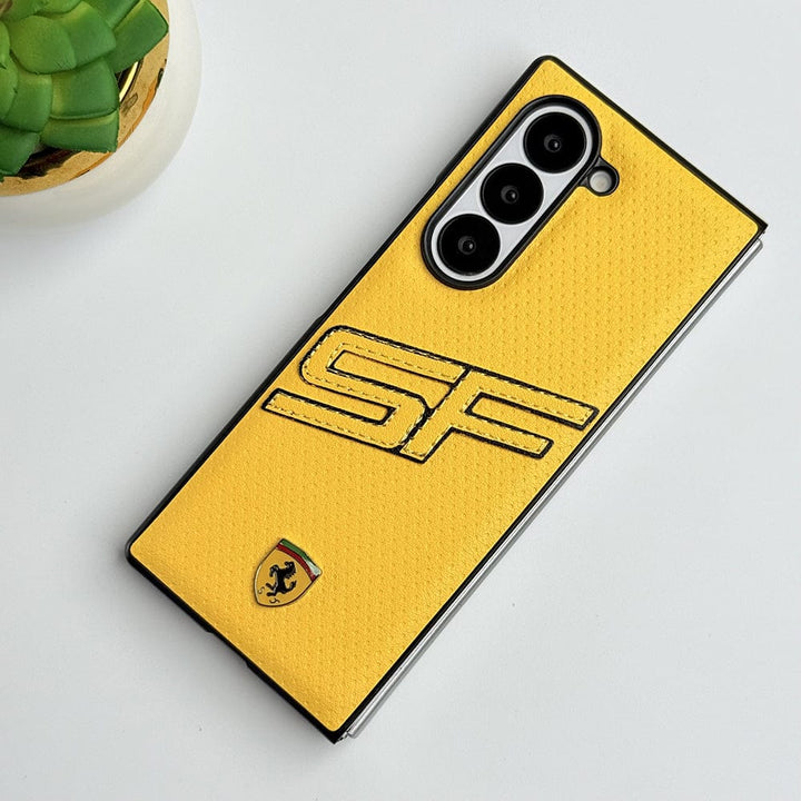 FRATO Fold 6 Collection Yellow Samsung Galaxy Z Fold 6 SF Sports Car Logo PU Leather Case Cover