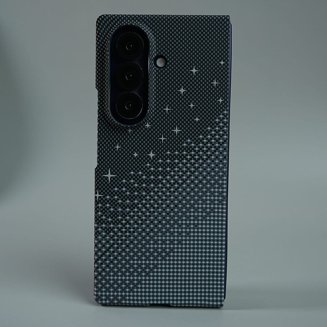 FRATO Fold 7 Collection Black Galaxy Fold 7 Premium Pixel Gradient MagSafe Case with Metal Camera Frame