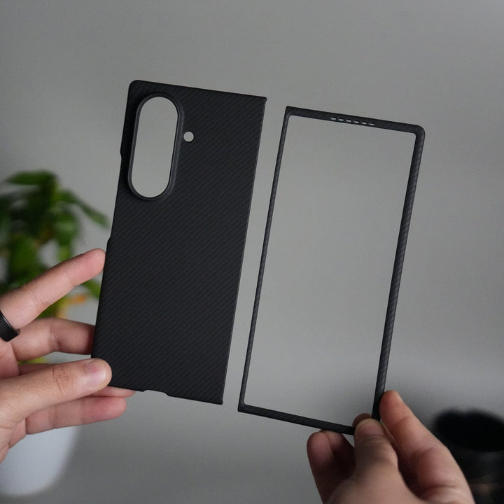 FRATO Fold 7 Collection Black Galaxy Z Fold 7 Carbon Fiber Style Case | Ultra-Slim Matte Protective Back Cover | Premium Camera Ring Finish