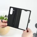 Galaxy Z Fold 7 Premium Leather Wallet Case with Front Screen Protection