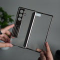 Galaxy Z Fold 7 Transparent Case with Front Glass Protection | Chrome Plated Frame & Kick Stand