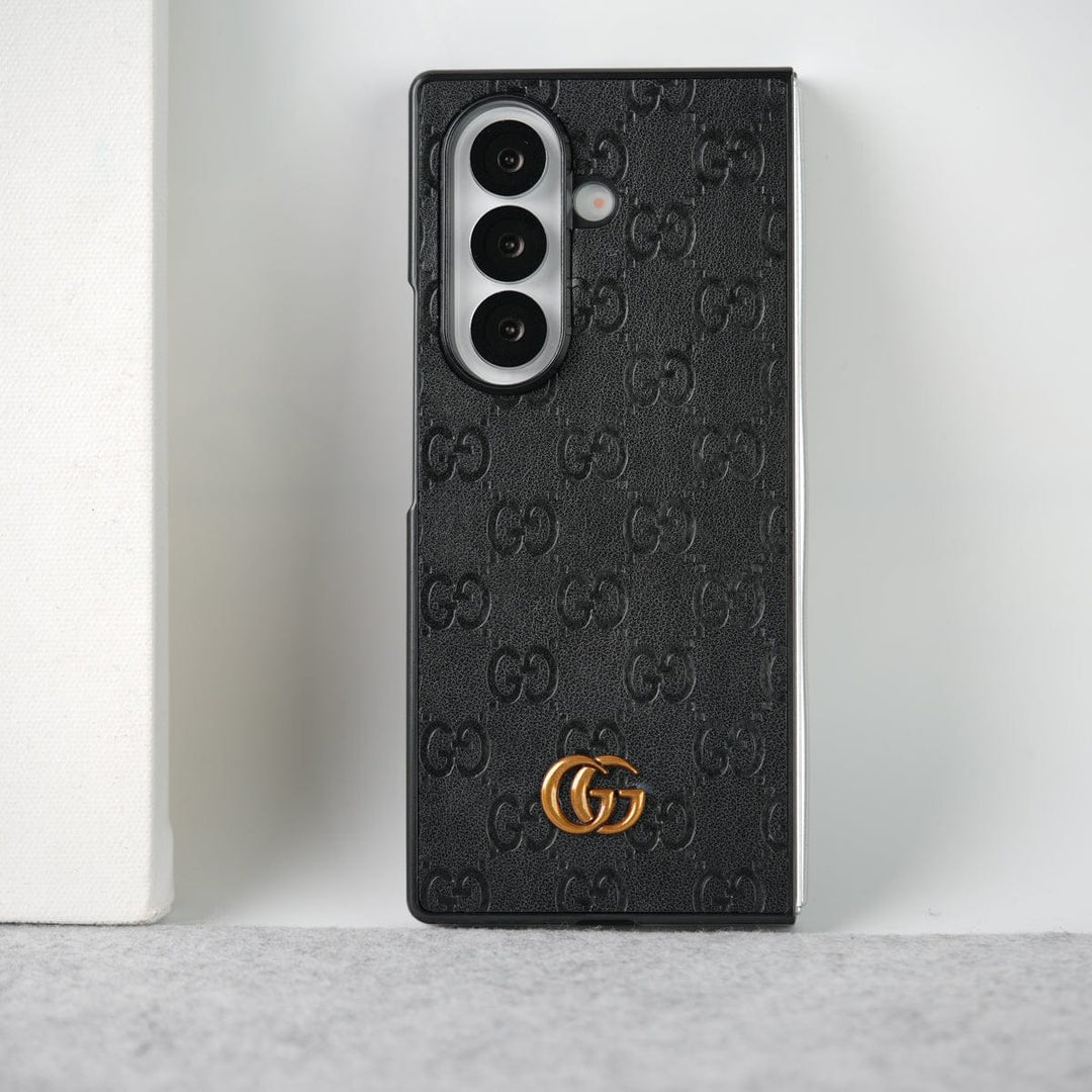 FRATO Fold 7 Collection Black Samsung Galaxy Z fold 7 Luxury GG Fashion Leather Brand Case Cover