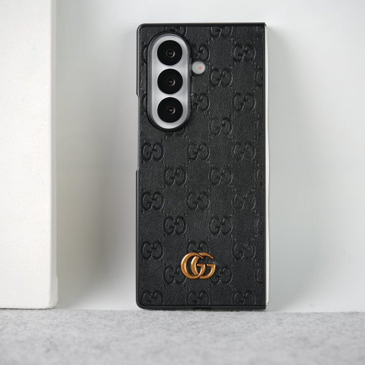 FRATO Fold 7 Collection Black Samsung Galaxy Z fold 7 Luxury GG Fashion Leather Brand Case Cover