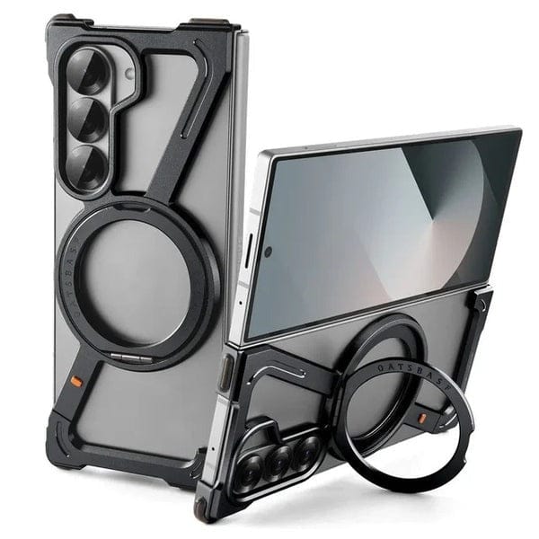 FRATO Fold 7 Collection Black Samsung Galaxy Z Fold 7 Z Shape Aluminium Metal Rotating Kickstand Case
