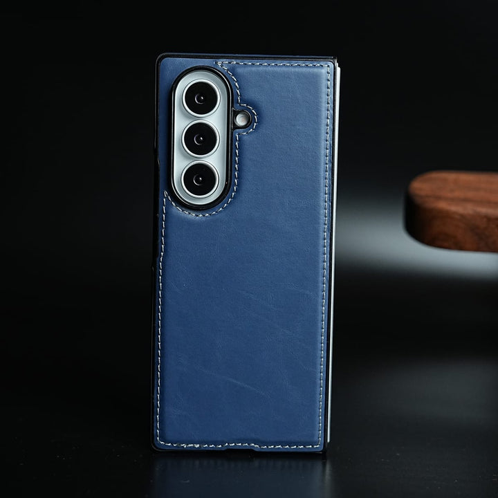 FRATO Fold 7 Collection Blue Edge Stitched Leather Texture Case for Galaxy Z Fold 7 | Magnetic Case