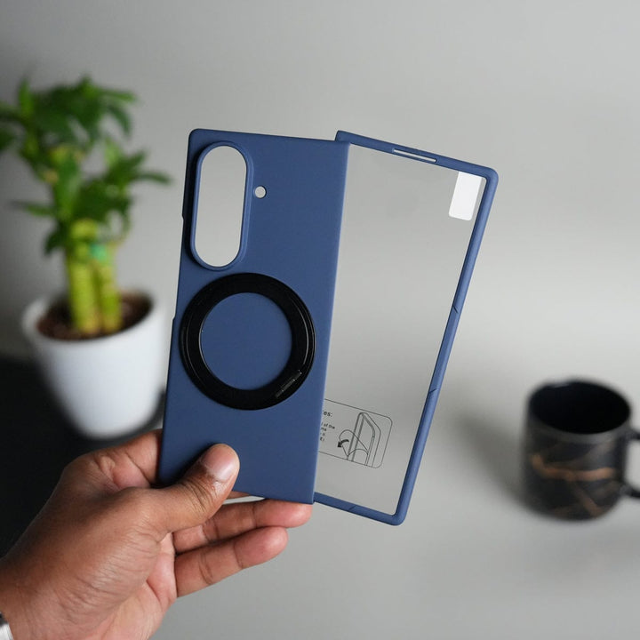FRATO Fold 7 Collection Blue Galaxy Z Fold 7 Case | 360° Rotating Stand + Front Glass Cover