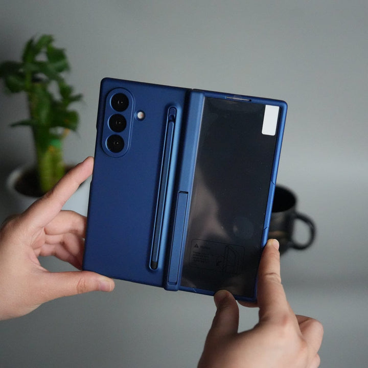 FRATO Fold 7 Collection Blue Galaxy Z Fold 7 ELVEV Hinge Protection Kickstand+Screen Protector Stylus Pen Folding Case Cover